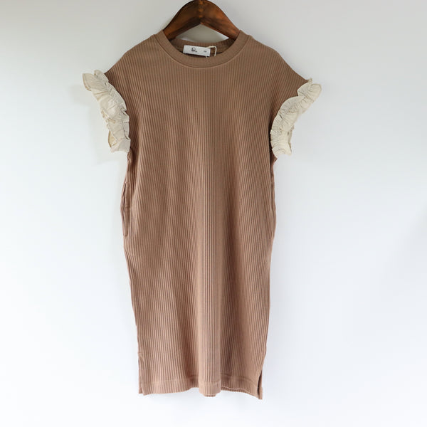 Race-sleeve Rib Dress / レーススリーブリブワンピース